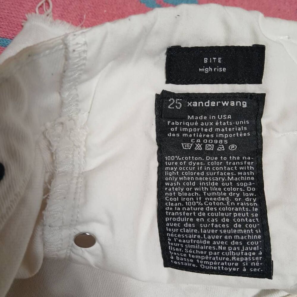 Alexander wang womens size 25 hi waist bite cut jeans shorts white frayed - Picture 7 of 8